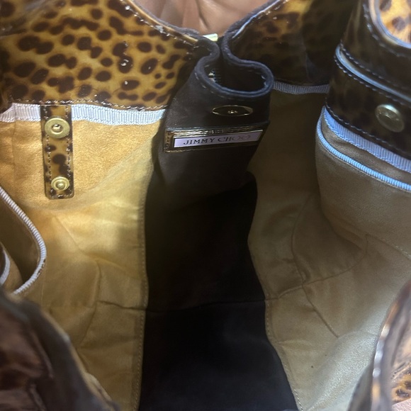 Jimmy Choo Patent Leather and Suede Cheetah print handbag - Picture 9 of 16